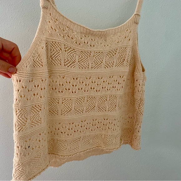 SALTWATER LUXE Kimia Crochet Sweater Tank beige size large - Picture 6 of 12